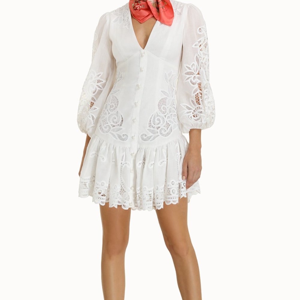 EMBROIDERY APPLIQUE MINI DRESS